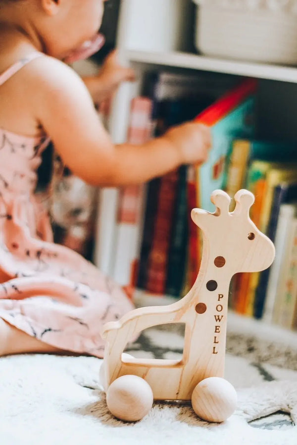 Giraffe Push Toy | Made in the USA | Wooden Toy | The Baby Penguin