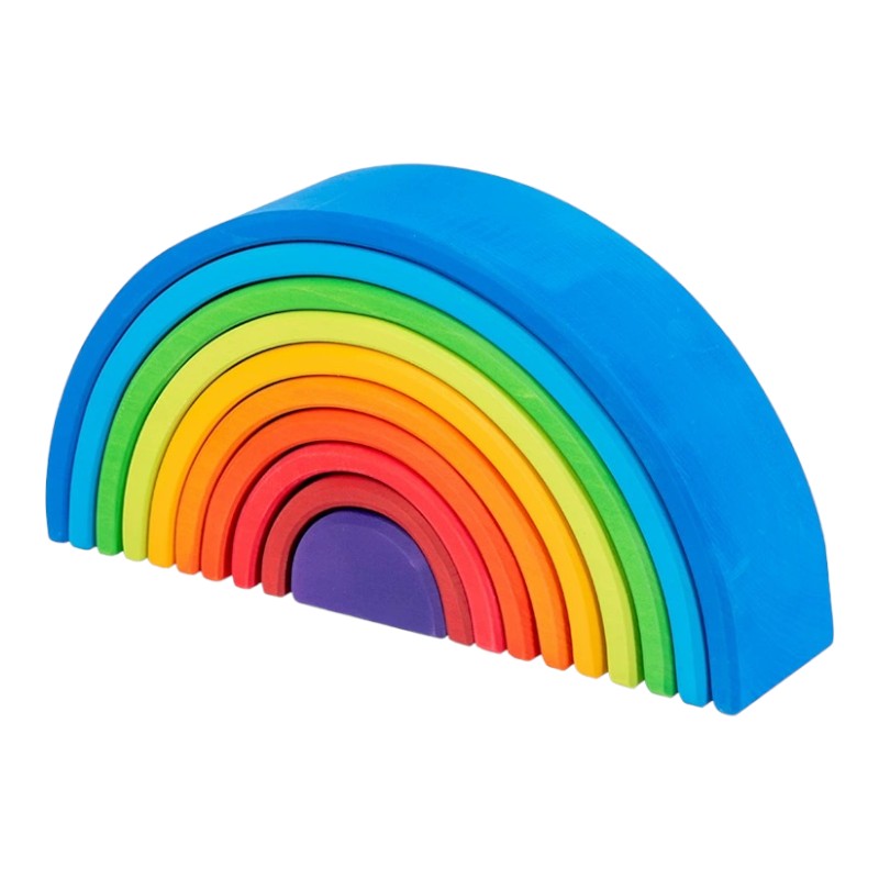 10 Pcs STAINED Wooden Rainbow Stacking Puzzle Blocks in Sunset Color | toys | The Baby Penguin