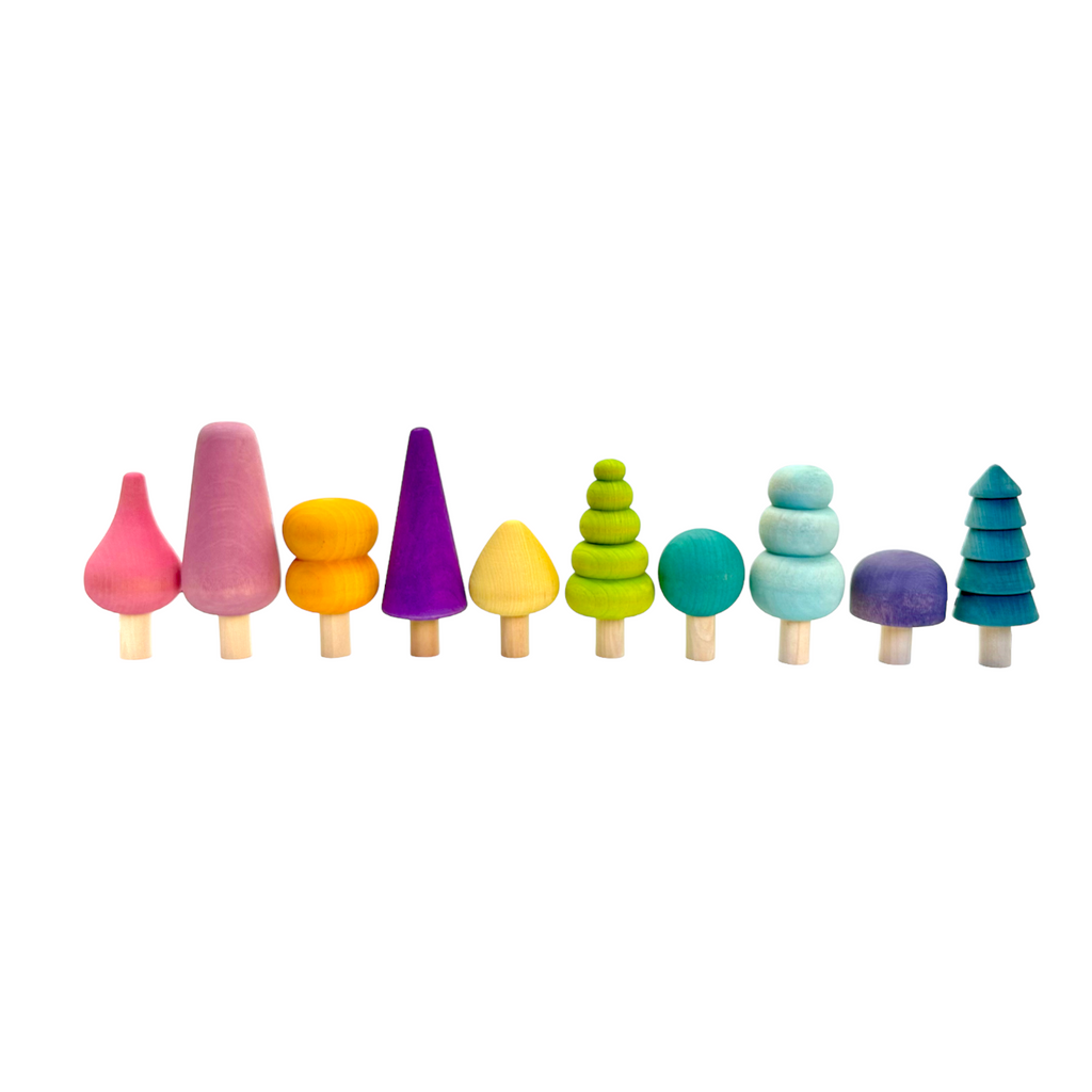 10 Pcs STAINED Wooden Trees Set in Pastel/Macaron Colors |  | The Baby Penguin