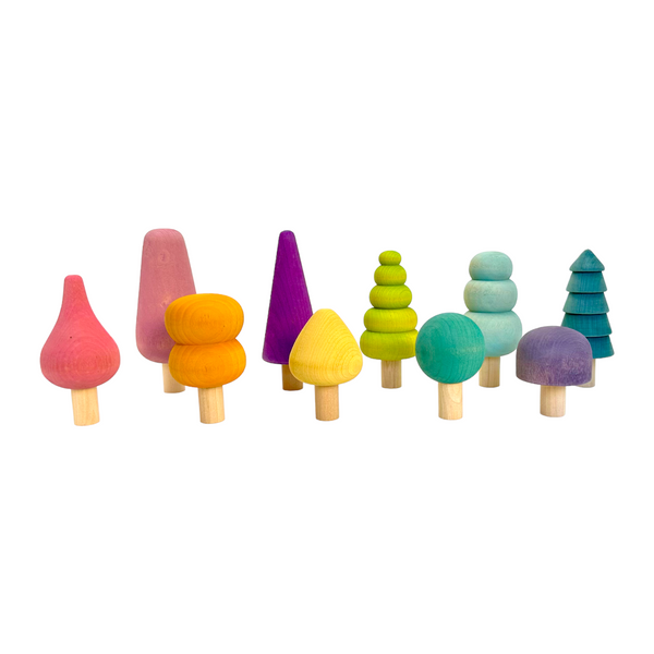 10 Pcs STAINED Wooden Trees Set in Pastel/Macaron Colors |  | The Baby Penguin