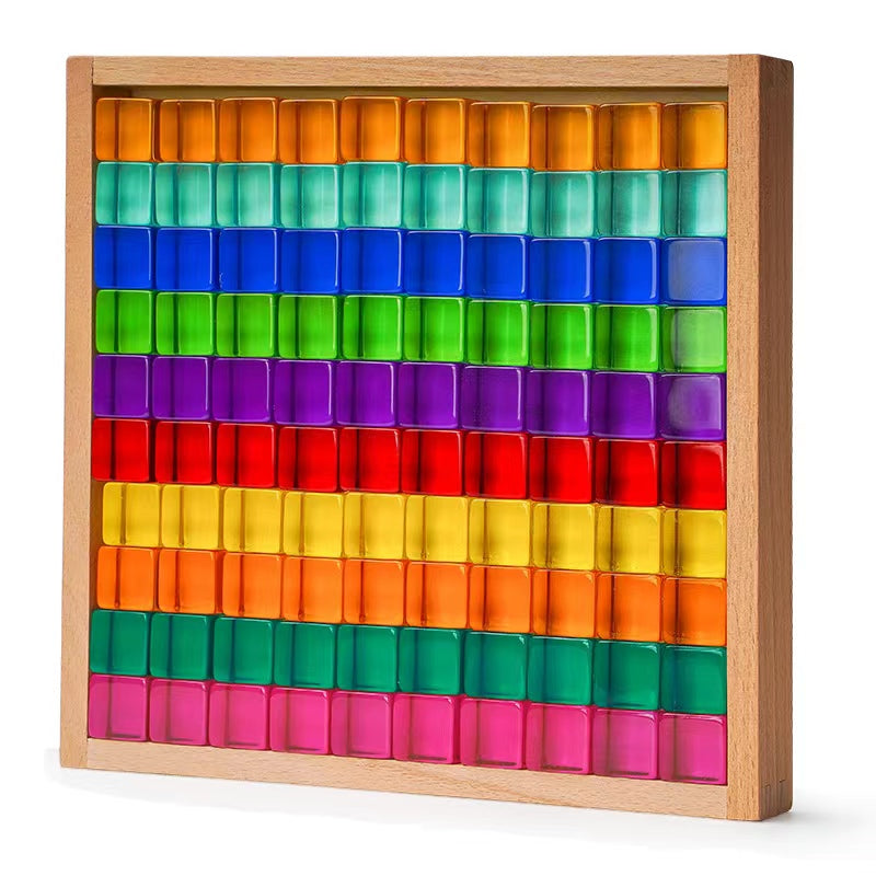 100 Pcs Rainbow Translucent Lucite Cubes Set with Storage Tray |  | The Baby Penguin