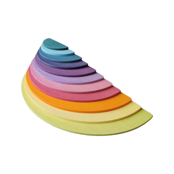 11 Pcs Large Wooden Rainbow Stacking Semi-circles Building Boards Set in Pastel/Macaron Colors  | toys | The Baby Penguin