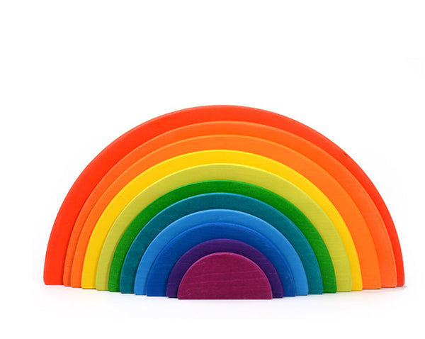 11 Pcs Large Wooden Rainbow Stacking Semi-circles Building Boards Set in Primary Colors | toys | The Baby Penguin
