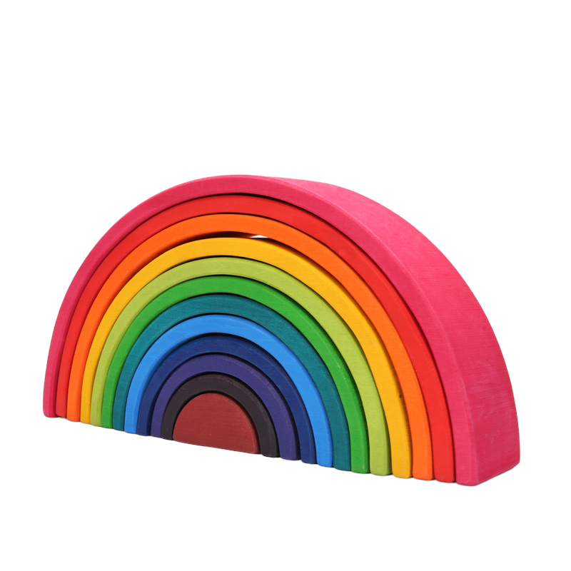 12 Pcs Large Wooden Rainbow Stacking Blocks in Primary Colors | toys | The Baby Penguin