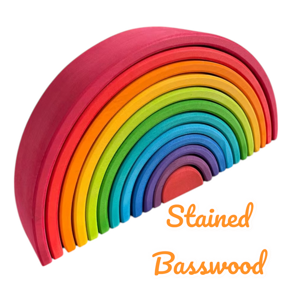 12 Pcs Large Wooden Rainbow Stacking Blocks in Primary Colors | toys | The Baby Penguin