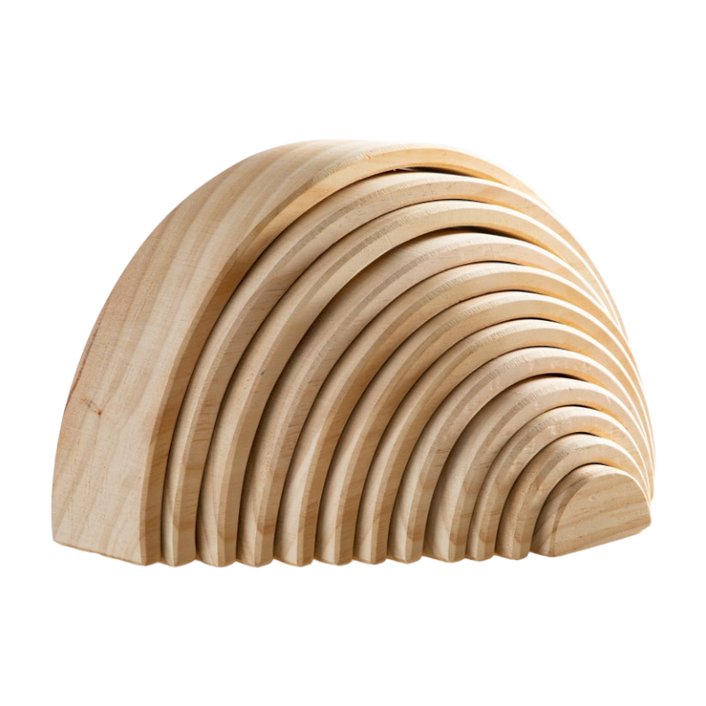 12 Pcs Pine Wood Natural Wooden Large Rainbow Stacking Blocks | toys | The Baby Penguin