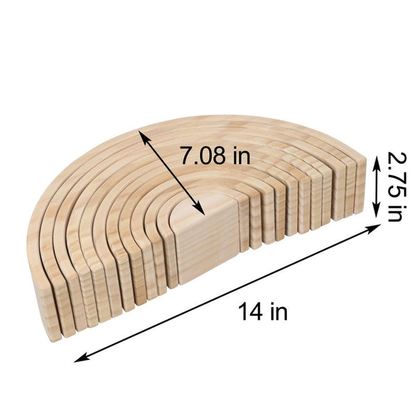 12 Pcs Pine Wood Natural Wooden Large Rainbow Stacking Blocks | toys | The Baby Penguin