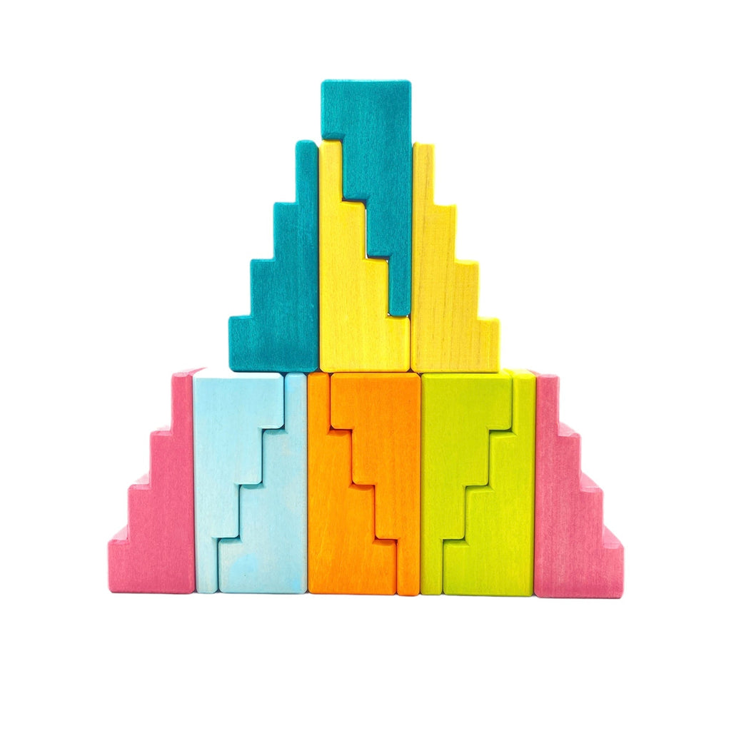 12 Pcs STAINED Stepped Roofs Building Blocks in Pastel/Macaron Colors |  | The Baby Penguin