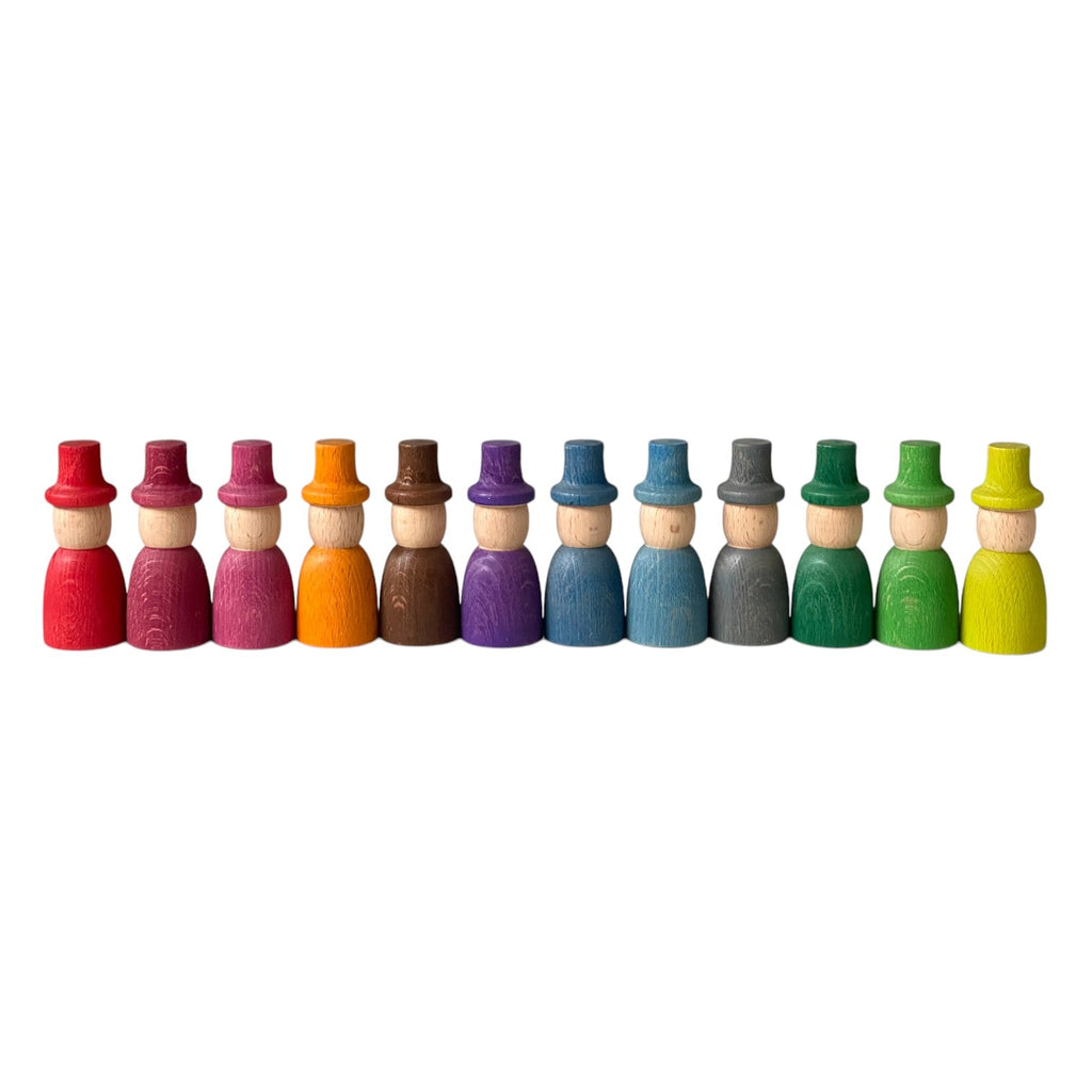 12 Pcs STAINED Wooden Wizard Peg Dolls Set |  | The Baby Penguin