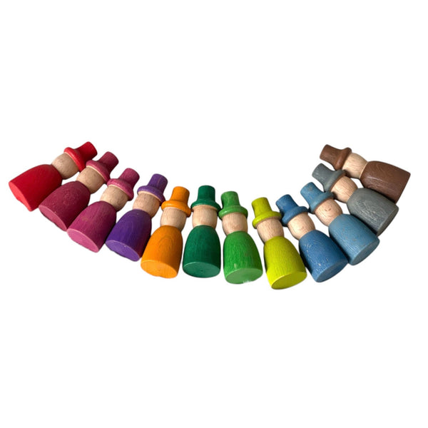12 Pcs STAINED Wooden Wizard Peg Dolls Set |  | The Baby Penguin