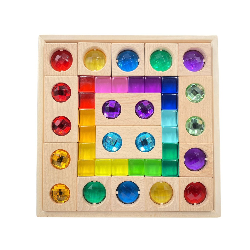 15 Pcs Colored Track with 20 Pcs Lucite Cubes Set with Storage Tray |  | The Baby Penguin