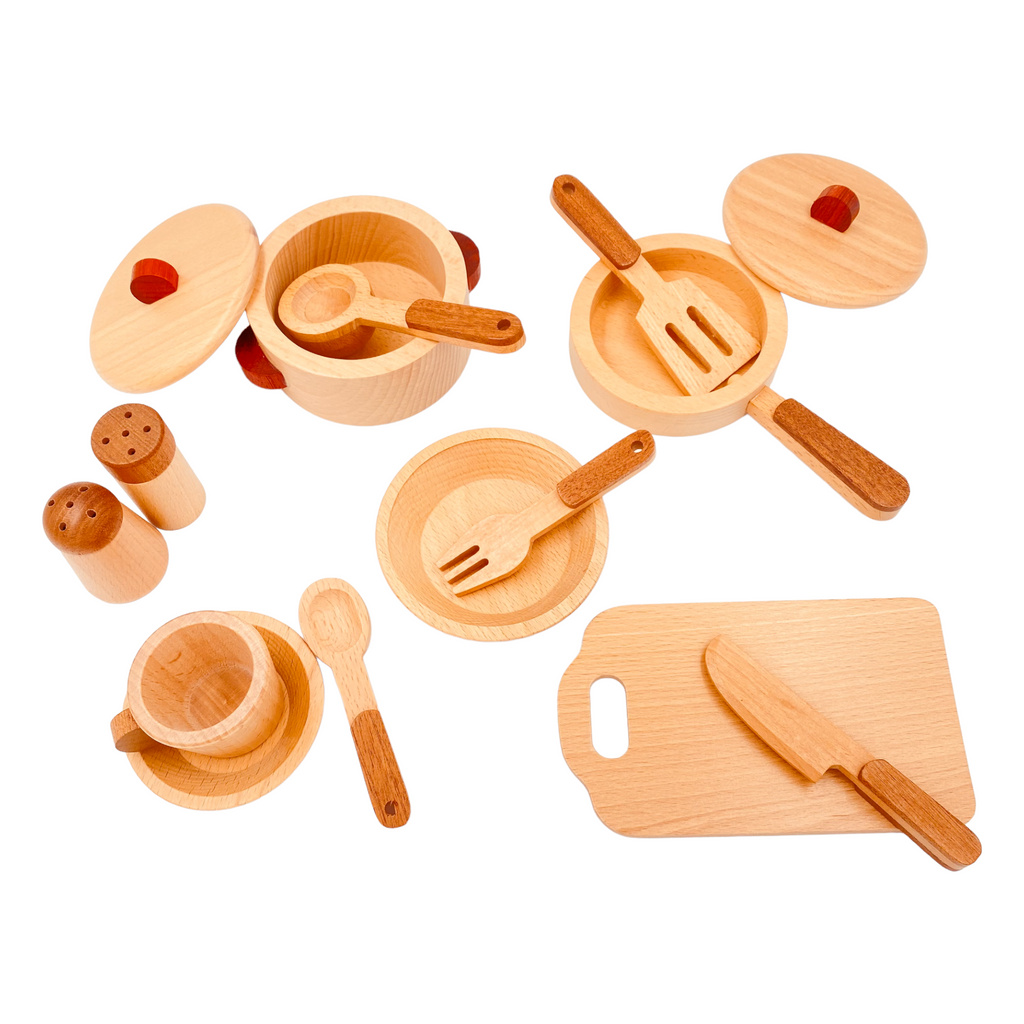 15 Pcs Wooden Kitchen Cookware Playset |  | The Baby Penguin