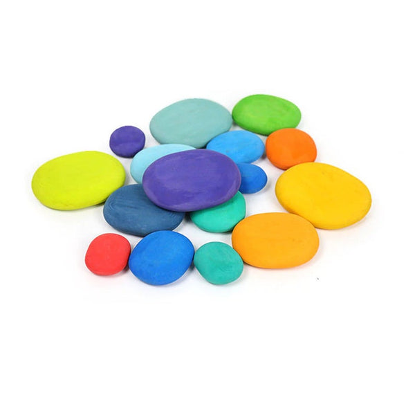 16 Pcs STAINED Wooden Stacking Pebbles Wooden Stacking Stones | toys | The Baby Penguin