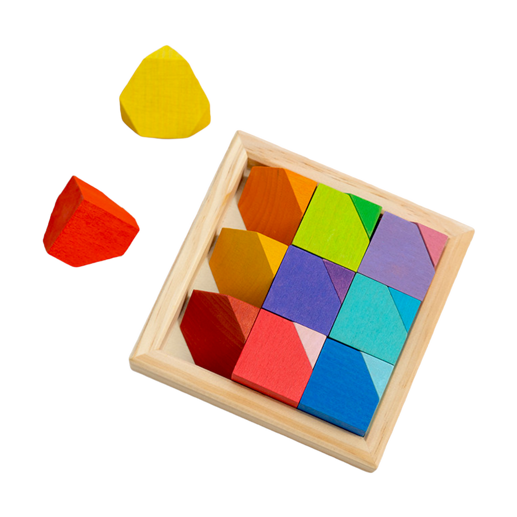 18 Pcs Wooden Cornerstone Building Blocks Set in Primary Rainbow Colors |  | The Baby Penguin