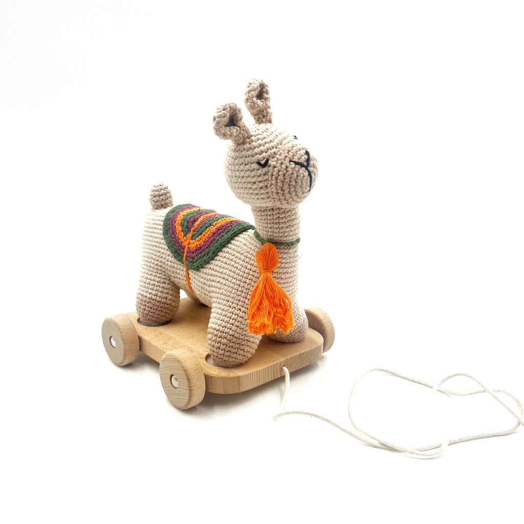 Wooden Toy with  Plush Llama - Pull Along |  | The Baby Penguin