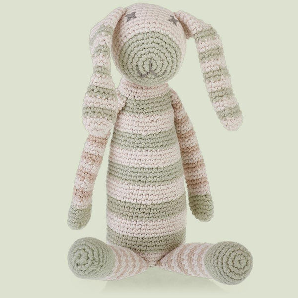 Organic Pastel Stripey Bunny - Teal |  | The Baby Penguin