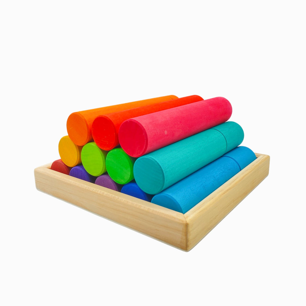 25 Pcs STAINED Large Building Rollers Rainbow with Storage Tray |  | The Baby Penguin