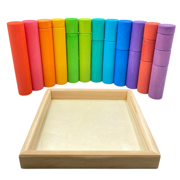 25 Pcs STAINED Large Building Rollers Rainbow with Storage Tray |  | The Baby Penguin