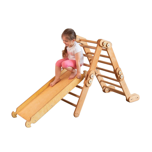 2in1 Montessori Climbing Set: Snake Ladder + Slide Board/Climbing Ramp  Beige Goodevas