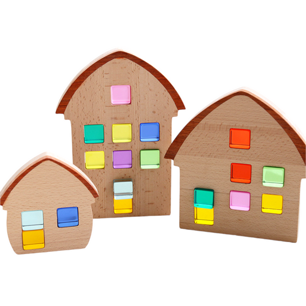 3 Pcs Wooden Window Houses with Darker Roofs |  | The Baby Penguin