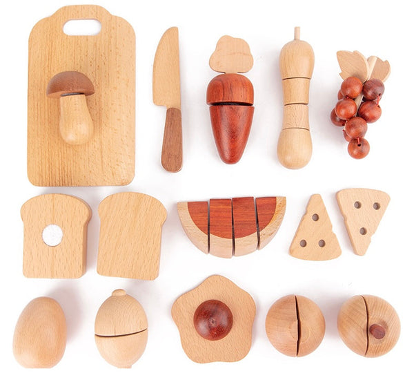 30 Pcs Wooden Fruits and Vegetables Cutting Playset |  | The Baby Penguin