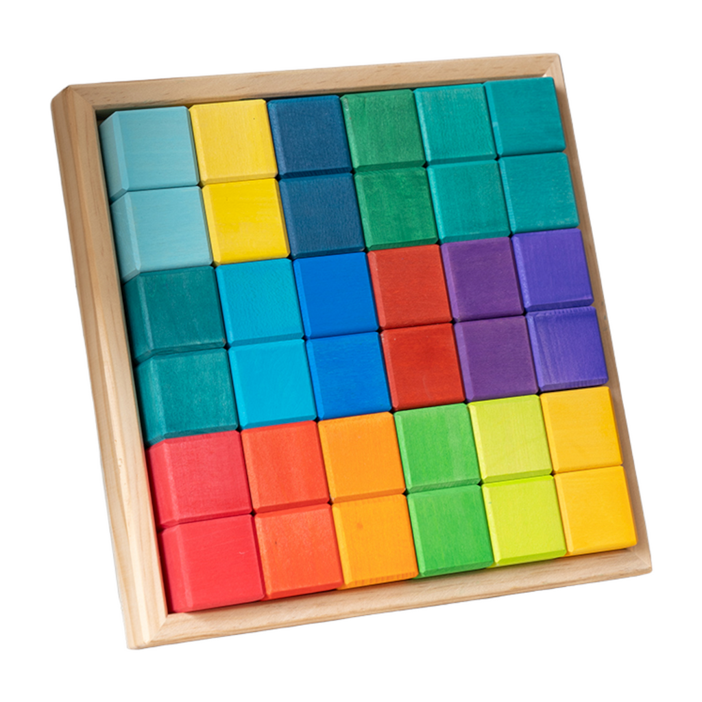 36 Pcs STAINED Rainbow Mosaic Building Blocks in Primary Colors |  | The Baby Penguin