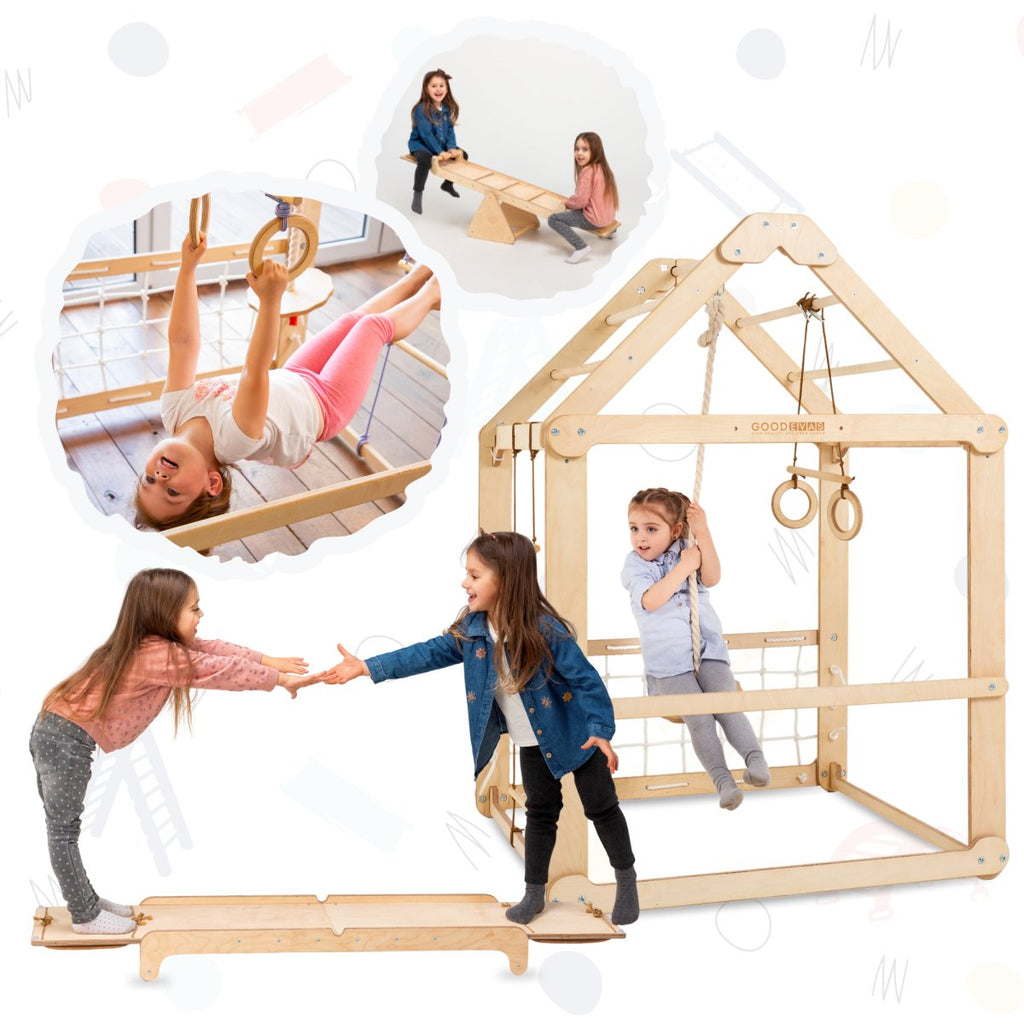 3in1 Wooden Playhouse with Swings and Seesaw | Playhouses | The Baby Penguin