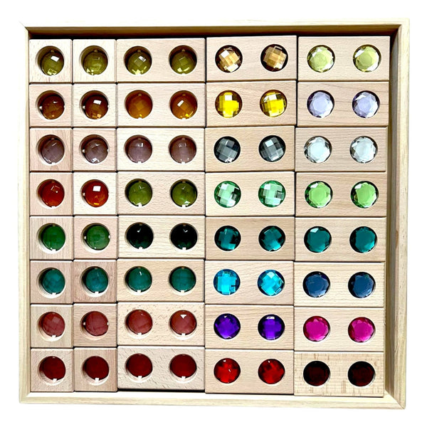 40 PCS Wooden Gemmed Blocks Set with Storage Tray |  | The Baby Penguin