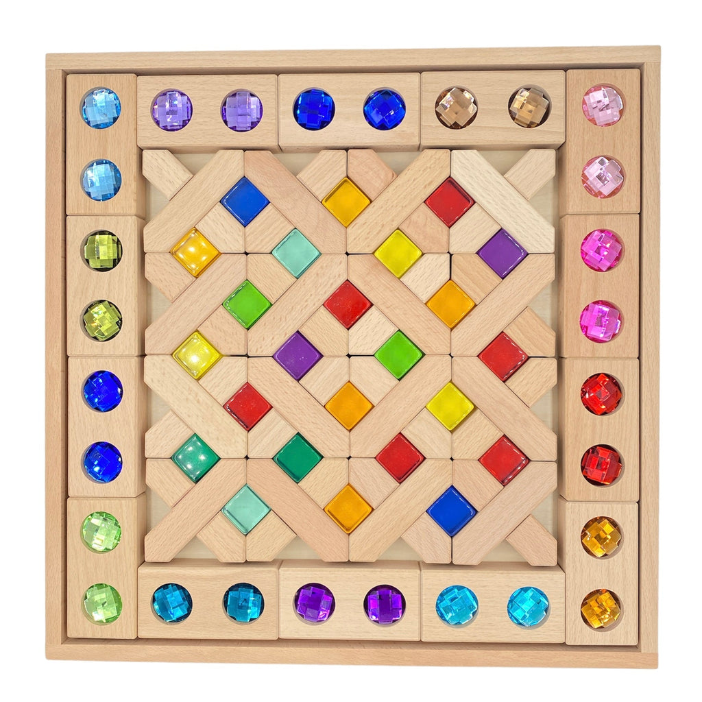 54 Pcs Combination Set with X-shape and Rectangular Gemmed Blocks and Lucite Cubes |  | The Baby Penguin