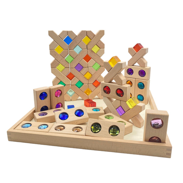 54 Pcs Combination Set with X-shape and Rectangular Gemmed Blocks and Lucite Cubes |  | The Baby Penguin