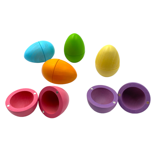 6 Pcs STAINED Magnetic Wooden Eggs in Pastel/Macaron Colors |  | The Baby Penguin