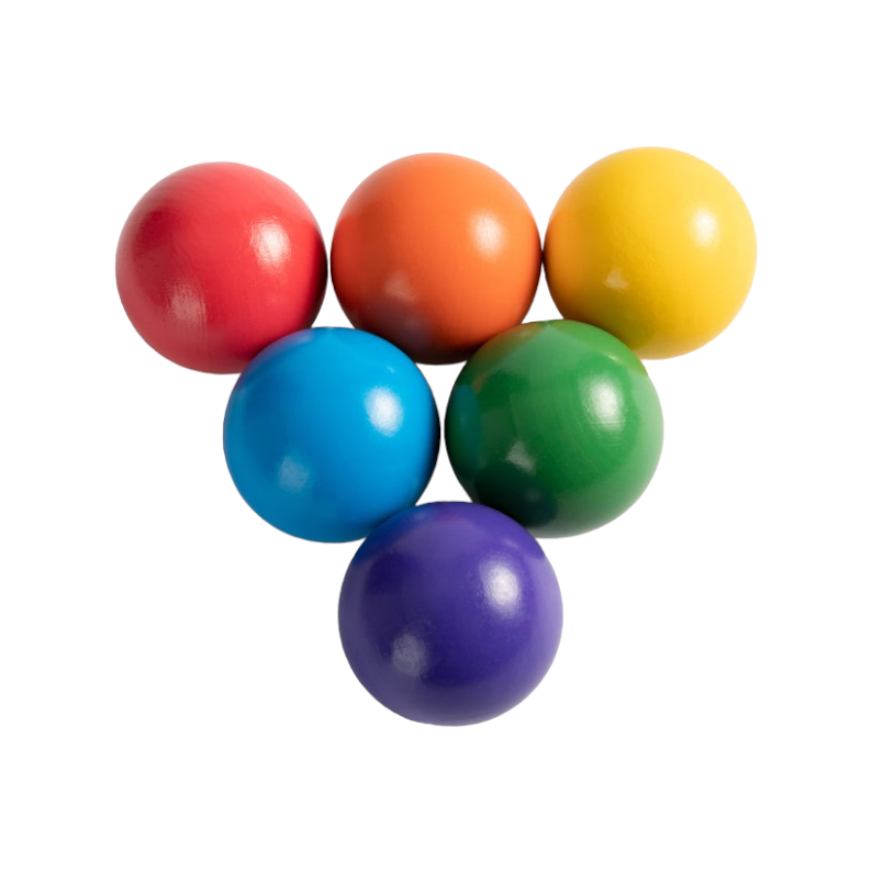 6 Pcs Wooden Balls in Rainbow Colors Diameter 1.8 Inches | toys | The Baby Penguin
