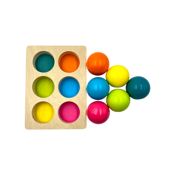 6 Pcs Wooden Balls with Tray in Pastel/Macaron Colors Diameter 1.8 Inches |  | The Baby Penguin