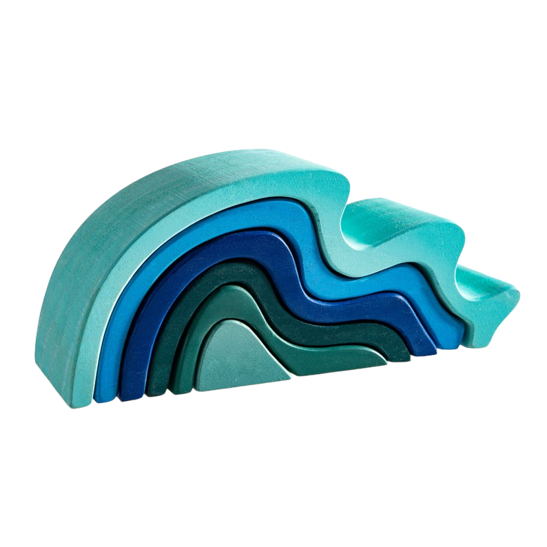 6 Pcs Wooden Water Wave Stacking Blocks | toys | The Baby Penguin