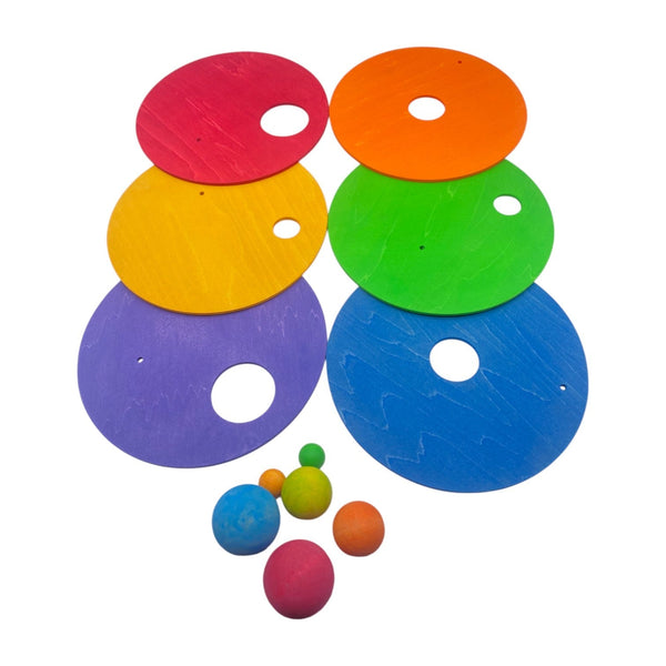 6-Piece Rolling Discs Set for Stepping Stones – Includes 6 Wooden Balls in Varying Sizes |  | The Baby Penguin