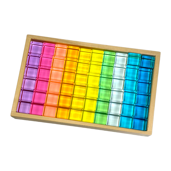 60 Pcs Crystal Clear Translucent Lucite Cubes Set in Pastel/Macaron Colors with Storage Tray |  | The Baby Penguin