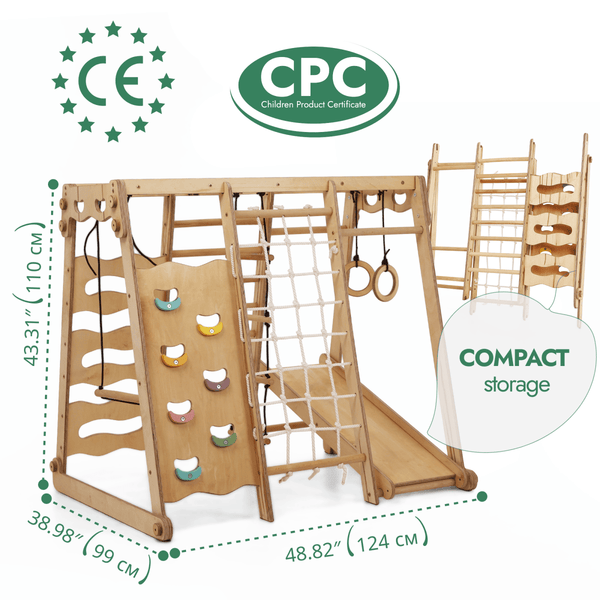 6in1 Indoor Jungle Gym for Toddler: Playground + Swings Set + Slide Board + Rope + Stairs - The Baby Penguin