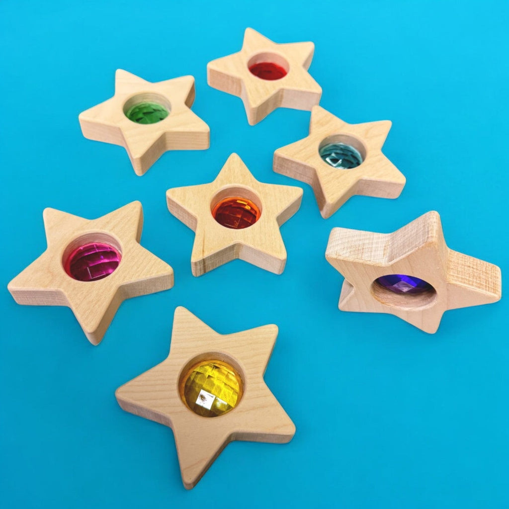 7 PCS Wooden Gemmed Stars Blocks Set |  | The Baby Penguin