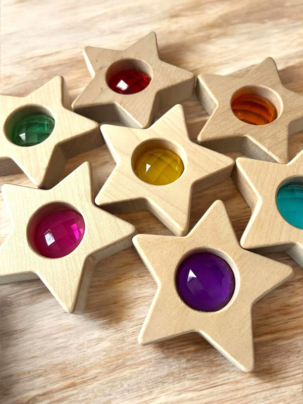 7 PCS Wooden Gemmed Stars Blocks Set |  | The Baby Penguin