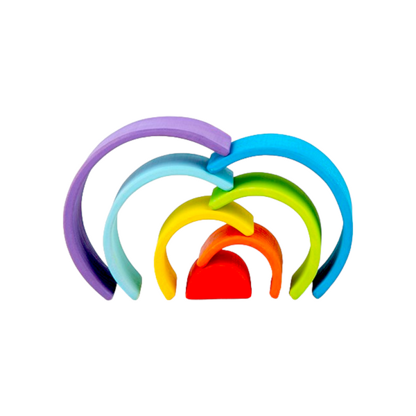 7 Pcs STAINED Mini Wooden Rainbow Stacker in Stained Purple Sunset Color |  | The Baby Penguin