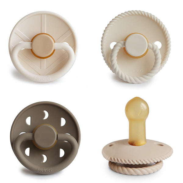 FRIGG Natural Rubber Pacifier 4-Pack | RUBBER FRIGG PACIFIERS | The Baby Penguin