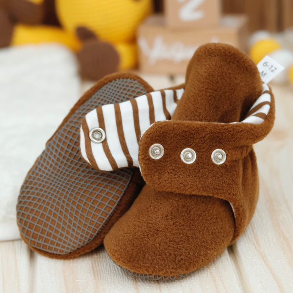 Anti-Slip Sole, Fleece Baby Booties, Newborn Home Booties, Sweat Proof Organic Cotton Lining, Taba - The Baby Penguin