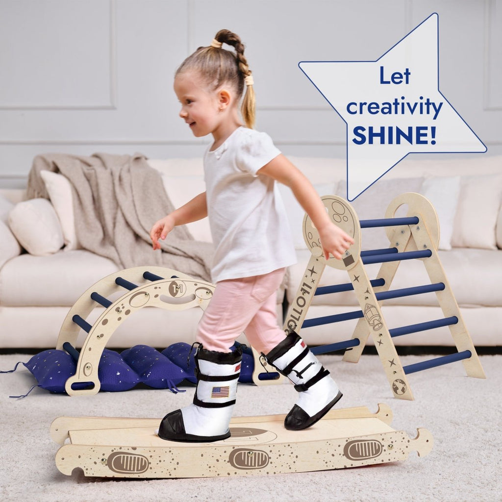 Apollo 4in1 Climbing Set:  Pikler Triangle, Arch, Slide Board, and Cushion for Little Toddlers Astronauts (1–3 Years) |  | The Baby Penguin