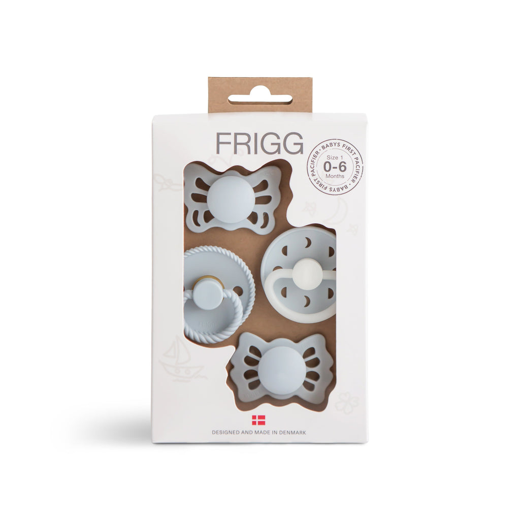 FRIGG Baby's First Pacifier Moonlight Sailing (Powder Blue) 4-Pack | FRIGG PACIFIERS | The Baby Penguin
