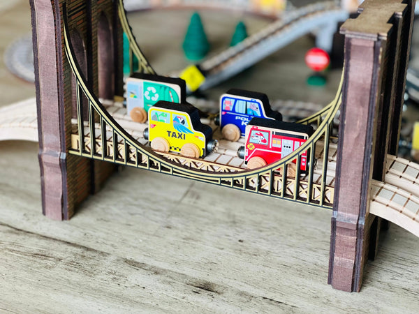 Brooklyn Bridge Train Set | Wooden Train Bridge for NYC Lovers| USA Maple Landmark
