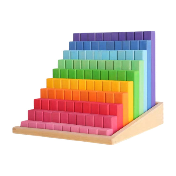 Building Steps Rainbow Counting Blocks – 100-Piece Wooden Prism Stair Set |  | The Baby Penguin