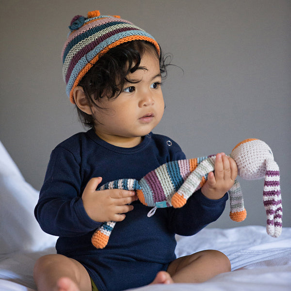 Organic Multi-Colored Striped - Baby Beanie |  | The Baby Penguin