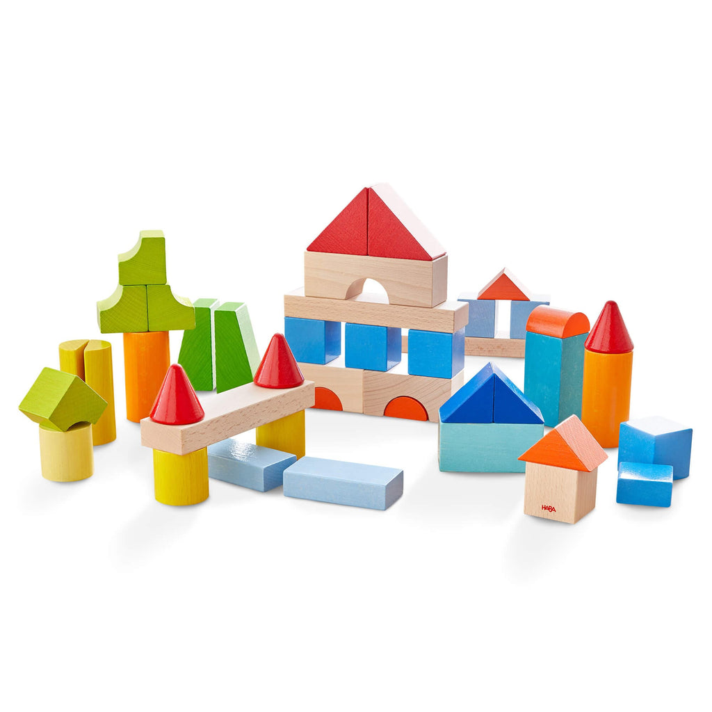 Colored Wooden Building Blocks - 46 Piece Set - The Baby Penguin