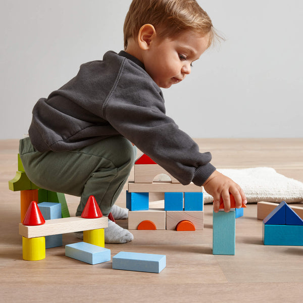 Colored Wooden Building Blocks - 46 Piece Set - The Baby Penguin
