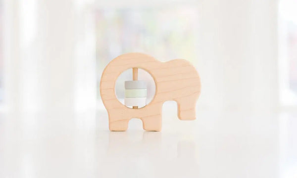 Elephant Wooden Baby Rattle | Made in the USA | Rattles | The Baby Penguin